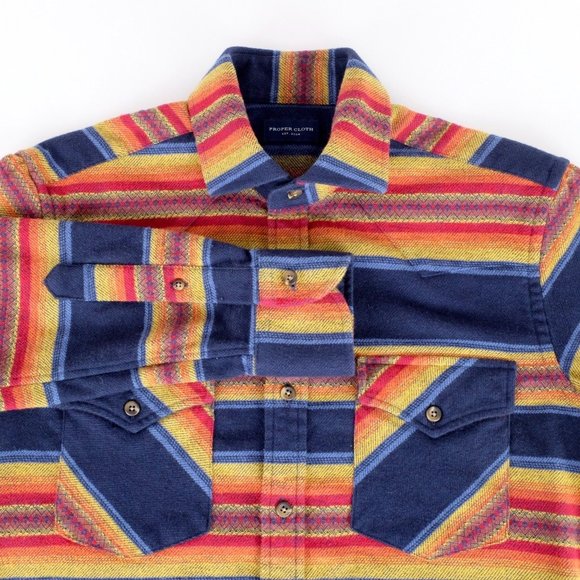 Proper Cloth CUSTOM Southwestern Aztec Print Long Sleeve Shirt SM Small Cotton - Picture 1 of 15